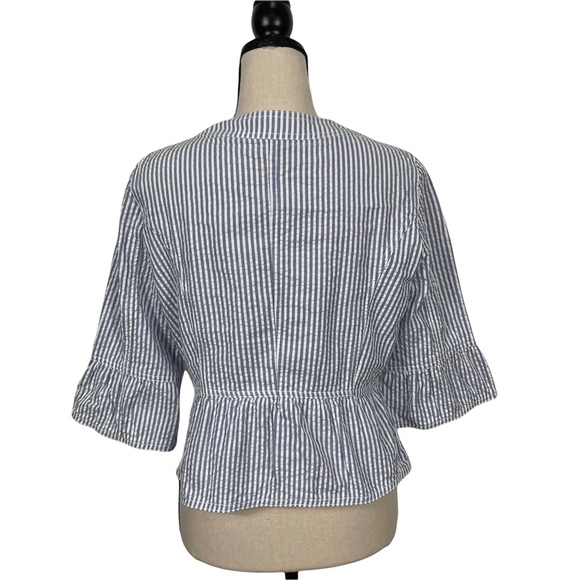 Sandro Sportswear Seersucker Striped Button Front Lightweight Jacket Size MP - Picture 6 of 7